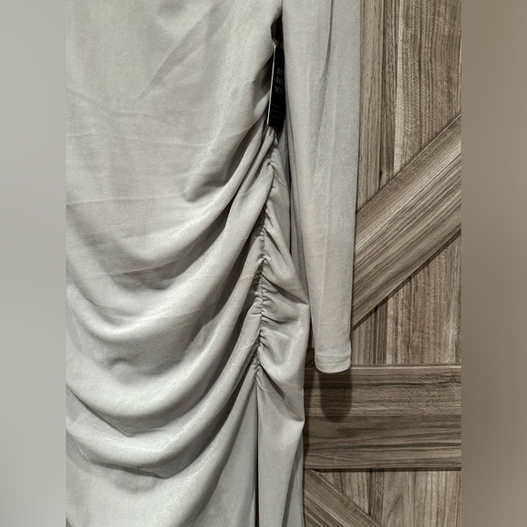 NWT Velvet Ruched Side Asymmetrical Midi Dress - Picture 6 of 11